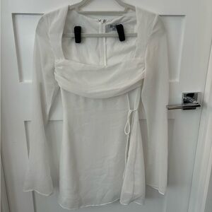 Beginning boutique long sleeve white mini dress